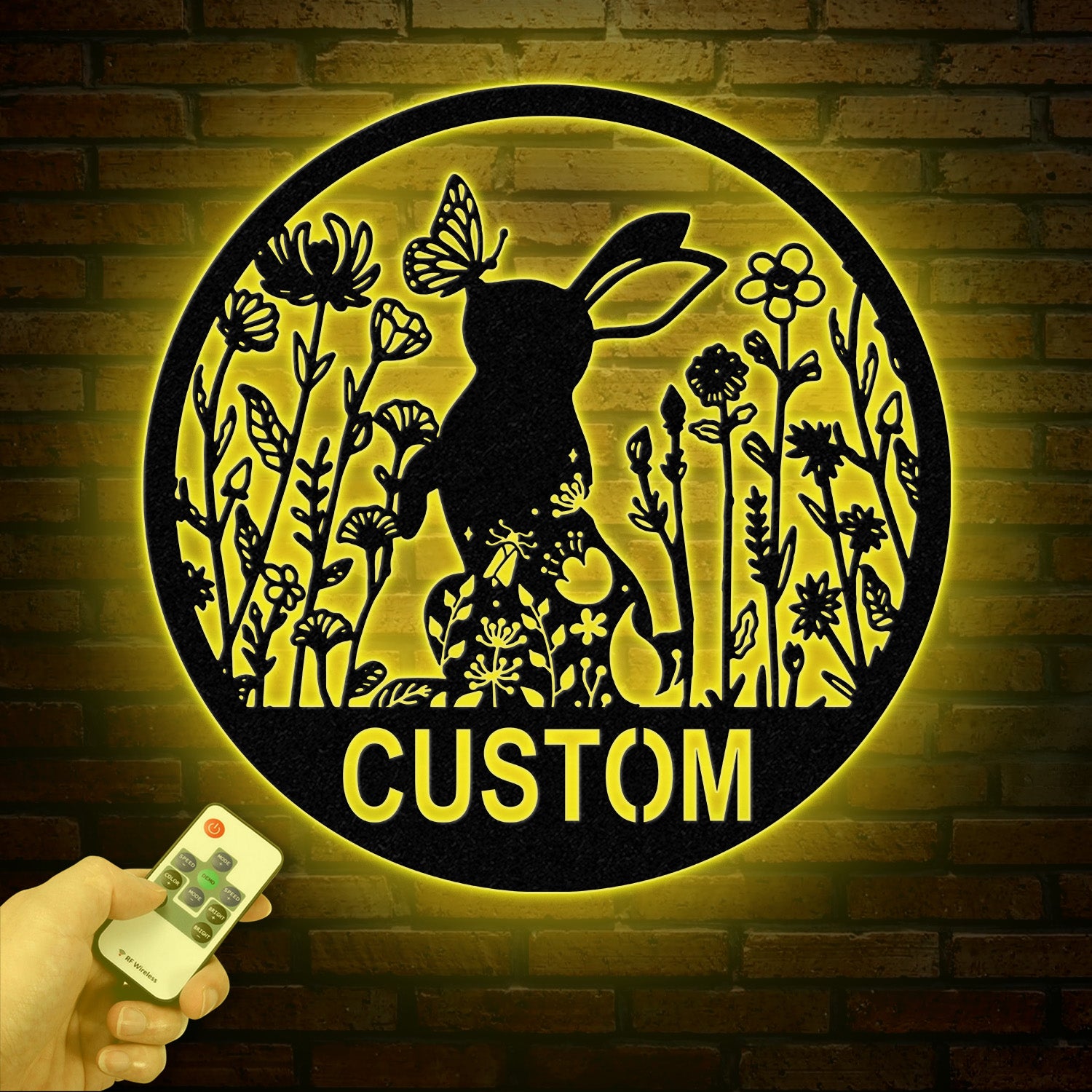 Custom Floral Rabbit Metal Sign, Rabbit Lovers Gift, Farm Animals Wall Decor, Wall Hanging Metal Rabbit Sign, Gift For Farmer