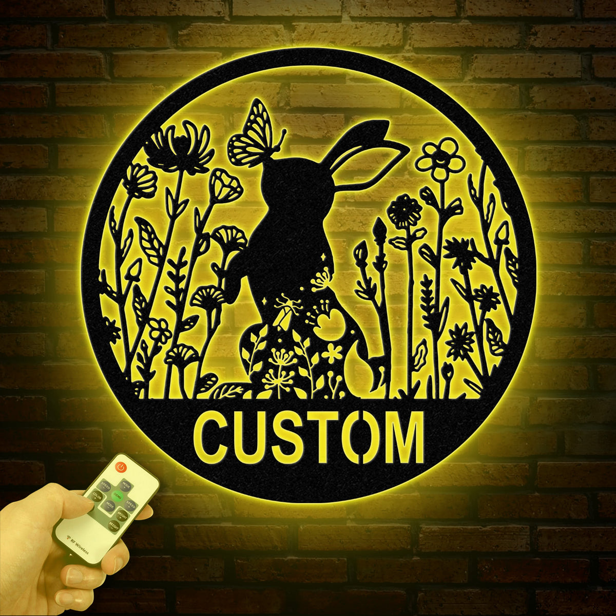 Custom Floral Rabbit Metal Sign, Rabbit Lovers Gift, Farm Animals Wall Decor, Wall Hanging Metal Rabbit Sign, Gift For Farmer