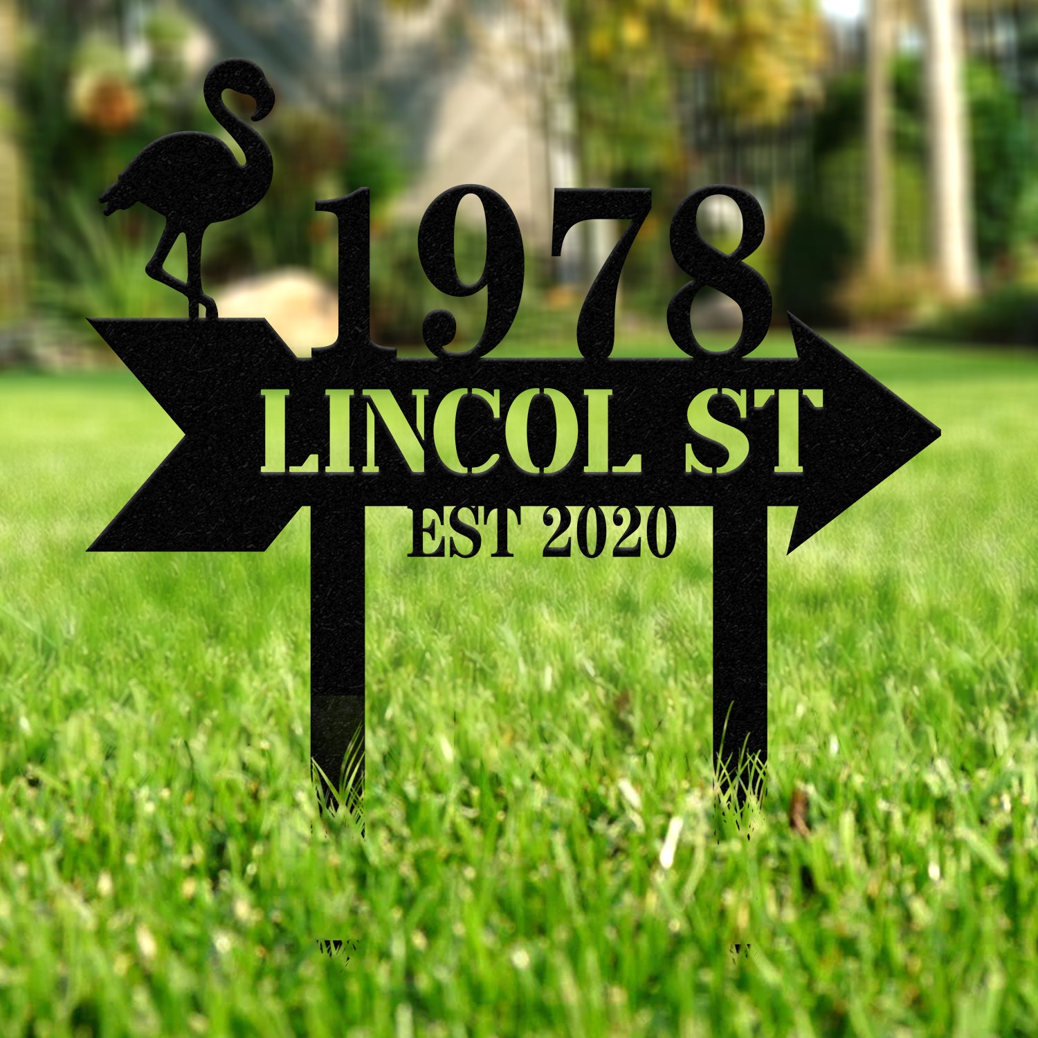 Custom Flamingo Address Sign, Flamingo Stake, Flamingo House Number Sign, Beach Flamingo Metal Sign, Tropical Metal Sign, Address Plaque