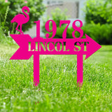 Custom Flamingo Address Sign, Flamingo Stake, Flamingo House Number Sign, Beach Flamingo Metal Sign, Tropical Metal Sign, Address Plaque