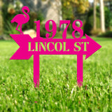 Custom Flamingo Address Sign, Flamingo Stake, Flamingo House Number Sign, Beach Flamingo Metal Sign, Tropical Metal Sign, Address Plaque