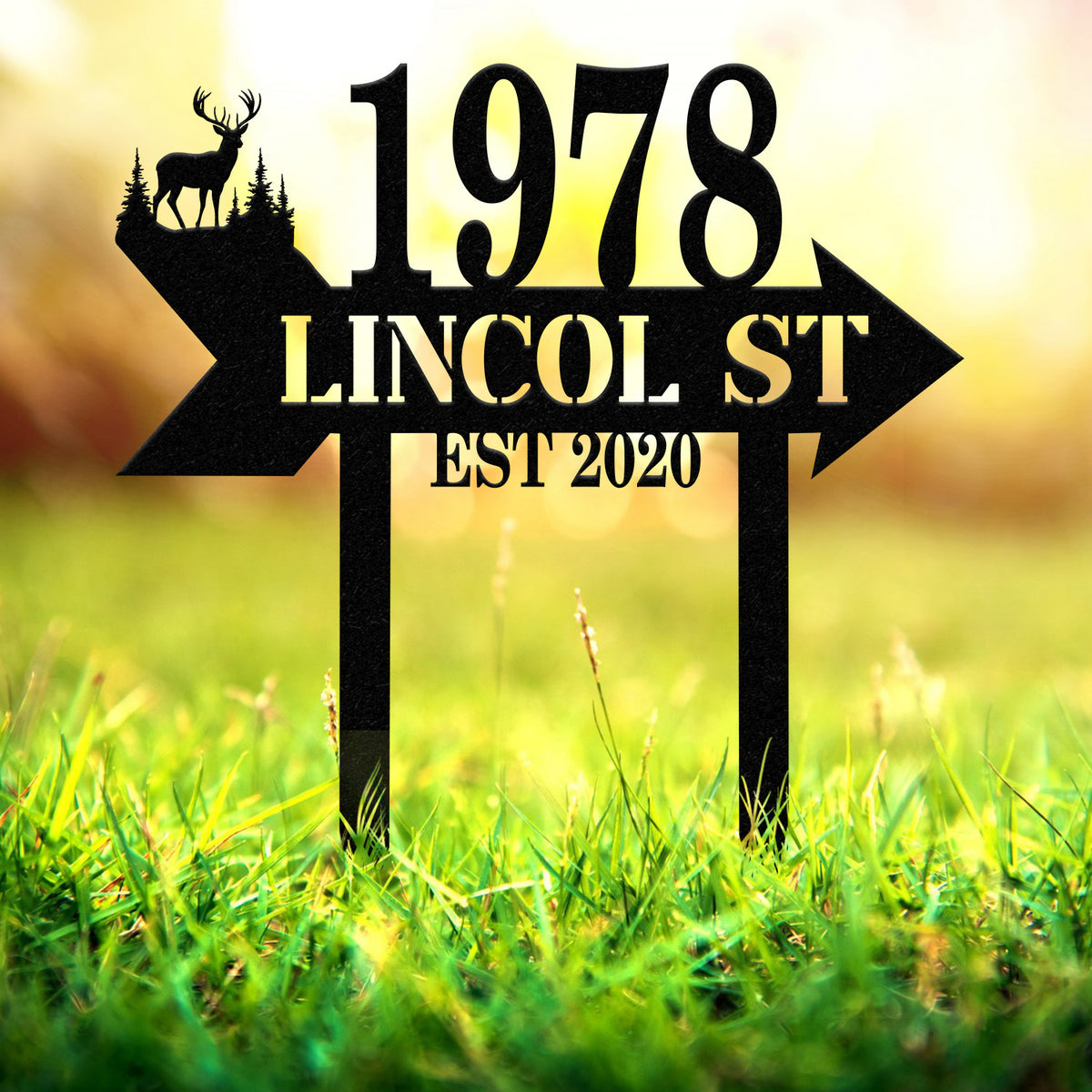 Personalized Deer Address Yard Stake, Custom Deer Sign, Custom House Numbers, Metal Address Sign, Address Numbers, Outdoor Decor