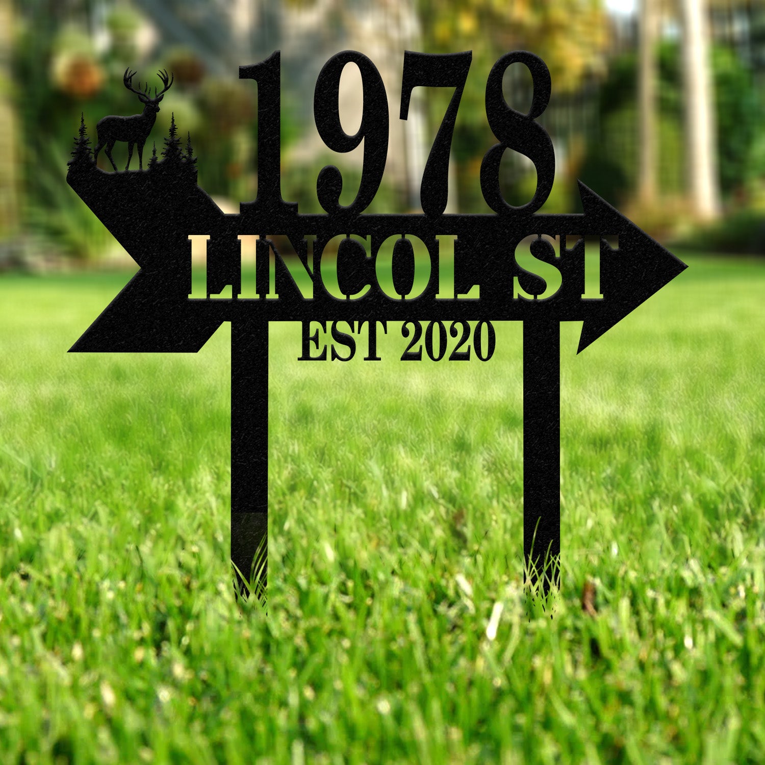 Personalized Deer Address Yard Stake, Custom Deer Sign, Custom House Numbers, Metal Address Sign, Address Numbers, Outdoor Decor