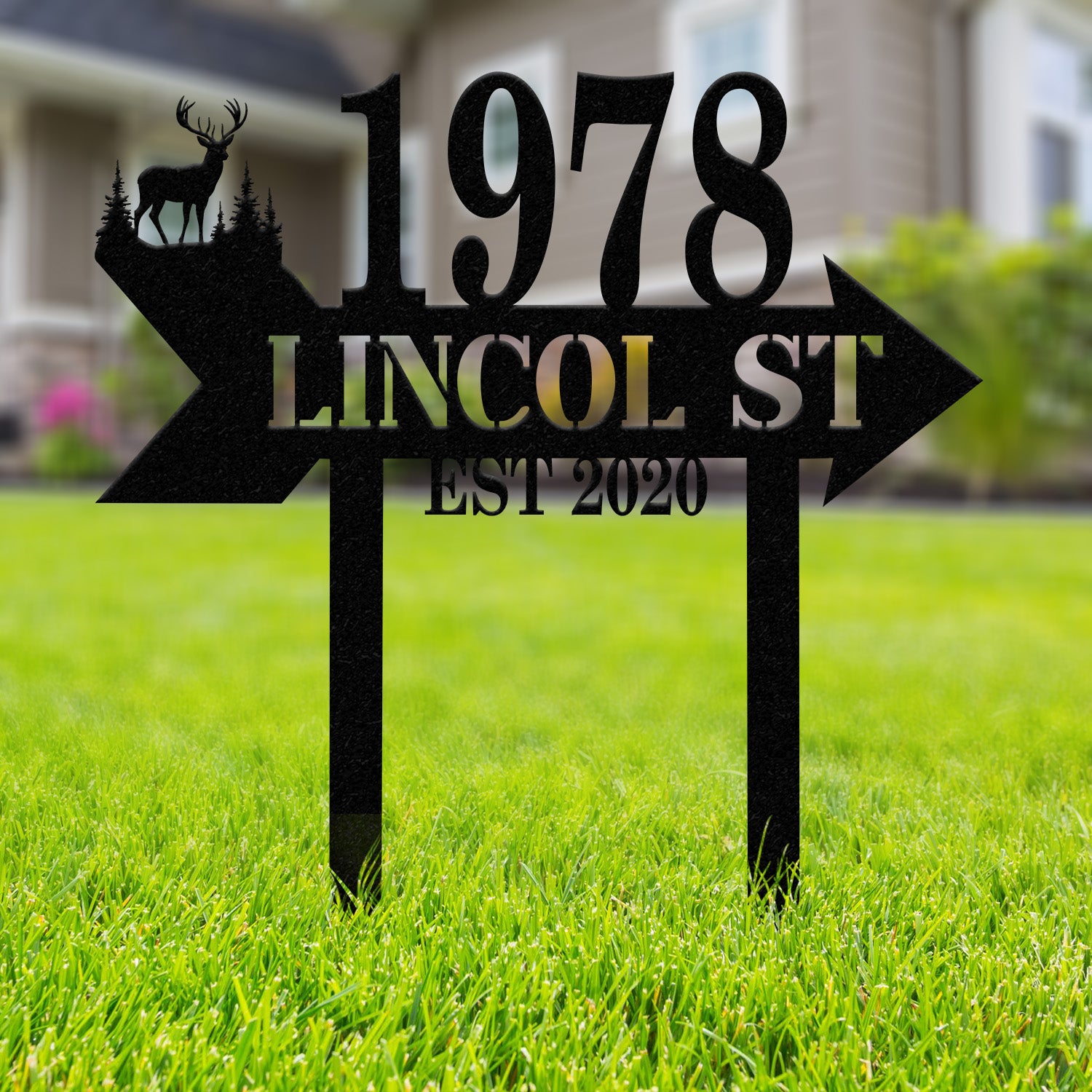 Personalized Deer Address Yard Stake, Custom Deer Sign, Custom House Numbers, Metal Address Sign, Address Numbers, Outdoor Decor