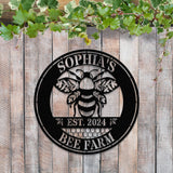 Custom Bee Farm Garden Sign, Personalized Bee Metal Sign, Honey Bee Garden Decor, Flower Bee Garden Art, Bee Yard Sign, Bee Keeper Gift