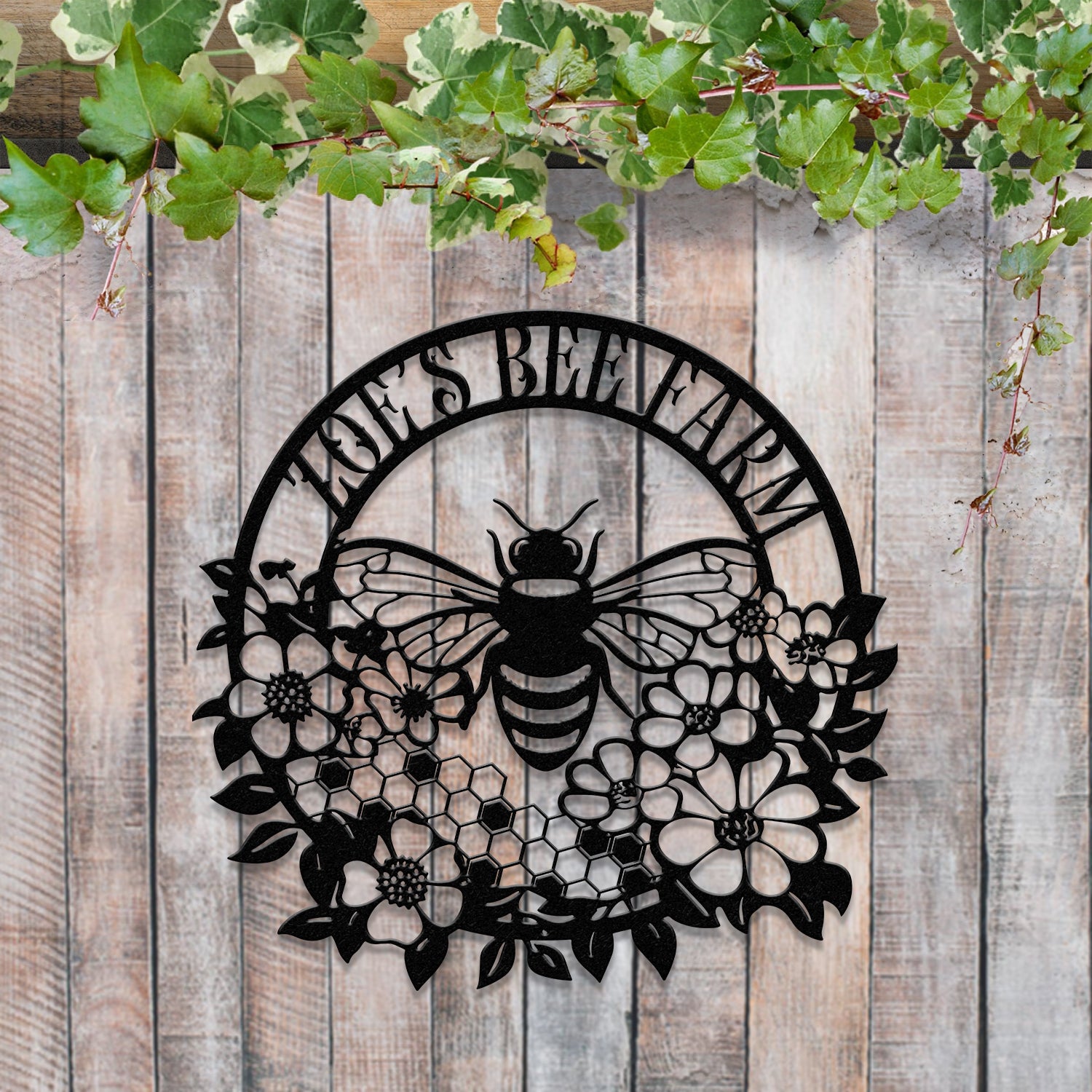 Custom Bee Farm Sign, Bee Metal Sign, Honey Bee Garden Decor, Flower Bee Garden Art, Florists Gift, Bee Yard Sign, Bee Keeper Gift