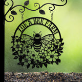 Custom Bee Farm Sign, Bee Metal Sign, Honey Bee Garden Decor, Flower Bee Garden Art, Florists Gift, Bee Yard Sign, Bee Keeper Gift