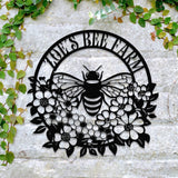 Custom Bee Farm Sign, Bee Metal Sign, Honey Bee Garden Decor, Flower Bee Garden Art, Florists Gift, Bee Yard Sign, Bee Keeper Gift
