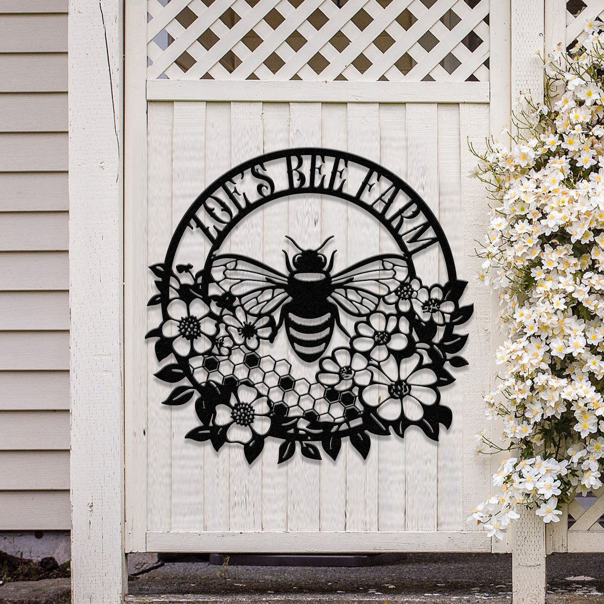 Custom Bee Farm Sign, Bee Metal Sign, Honey Bee Garden Decor, Flower Bee Garden Art, Florists Gift, Bee Yard Sign, Bee Keeper Gift