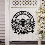 Custom Bee Farm Sign, Bee Metal Sign, Honey Bee Garden Decor, Flower Bee Garden Art, Florists Gift, Bee Yard Sign, Bee Keeper Gift