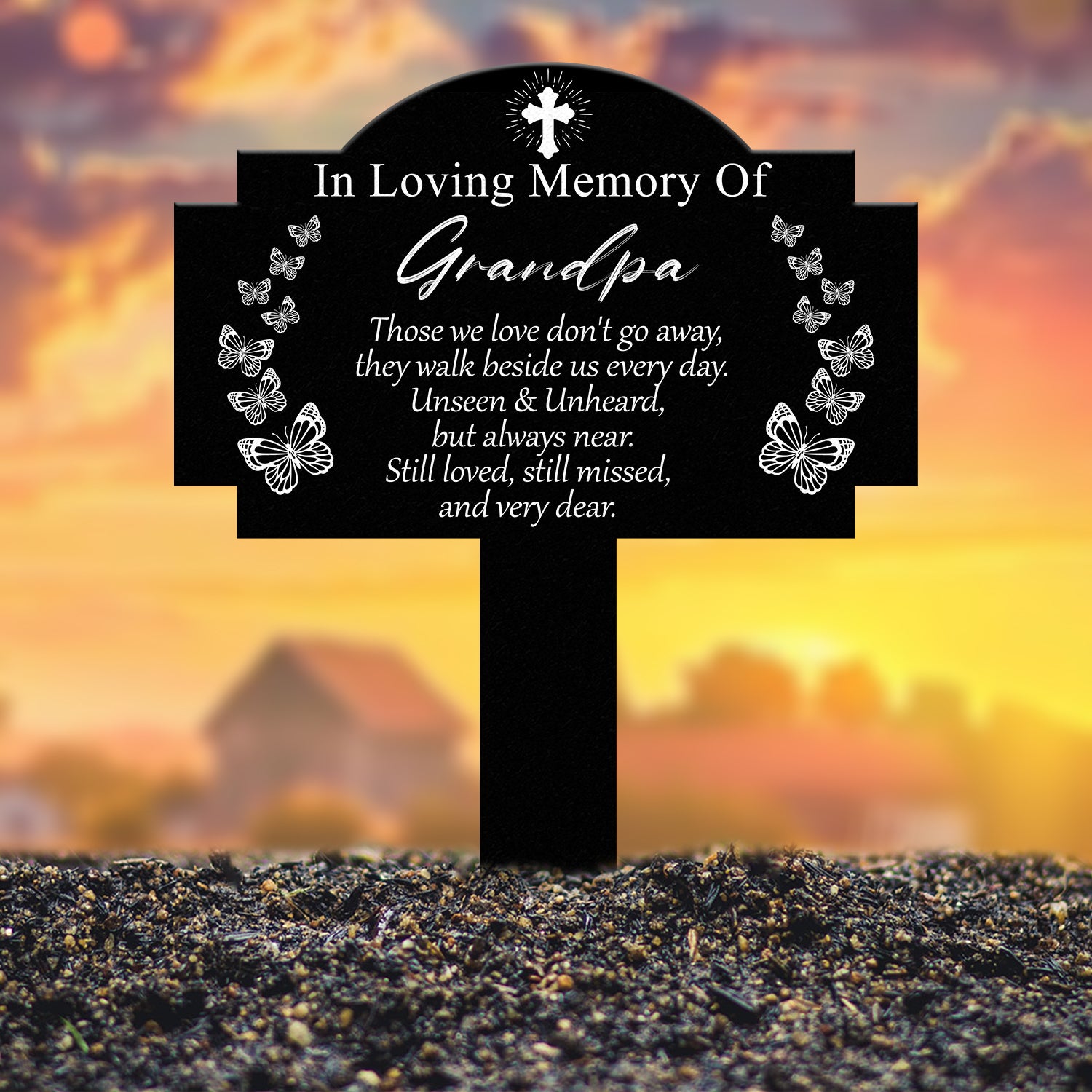 Custom Butterfly Memorial Plaque with Stake, Personalized Metal Grave Marker, In Loving Memory of Mom or Grandma, Sympathy Gift