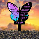 Custom Butterfly Memorial Cross Stake Metal, Cross with Hearts, Butterfly Garden Stakes, Grave Marker, In Memory of Gifts, Sympathy Gift