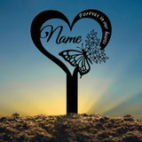 Custom Butterfly Memorial Cross Stake Metal, Cross with Hearts, Butterfly Garden Stakes, Grave Marker, In Memory of Gifts, Sympathy Gift