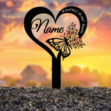 Custom Butterfly Memorial Cross Stake Metal, Cross with Hearts, Butterfly Garden Stakes, Grave Marker, In Memory of Gifts, Sympathy Gift