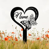 Custom Butterfly Memorial Cross Stake Metal, Cross with Hearts, Butterfly Garden Stakes, Grave Marker, In Memory of Gifts, Sympathy Gift
