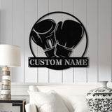 Custom Boxing Gloves Metal Wall Art with LED Light, Personalized Boxer Name Sign, Gym Room Decor, Man Cave Gift, Christmas Birthday Present