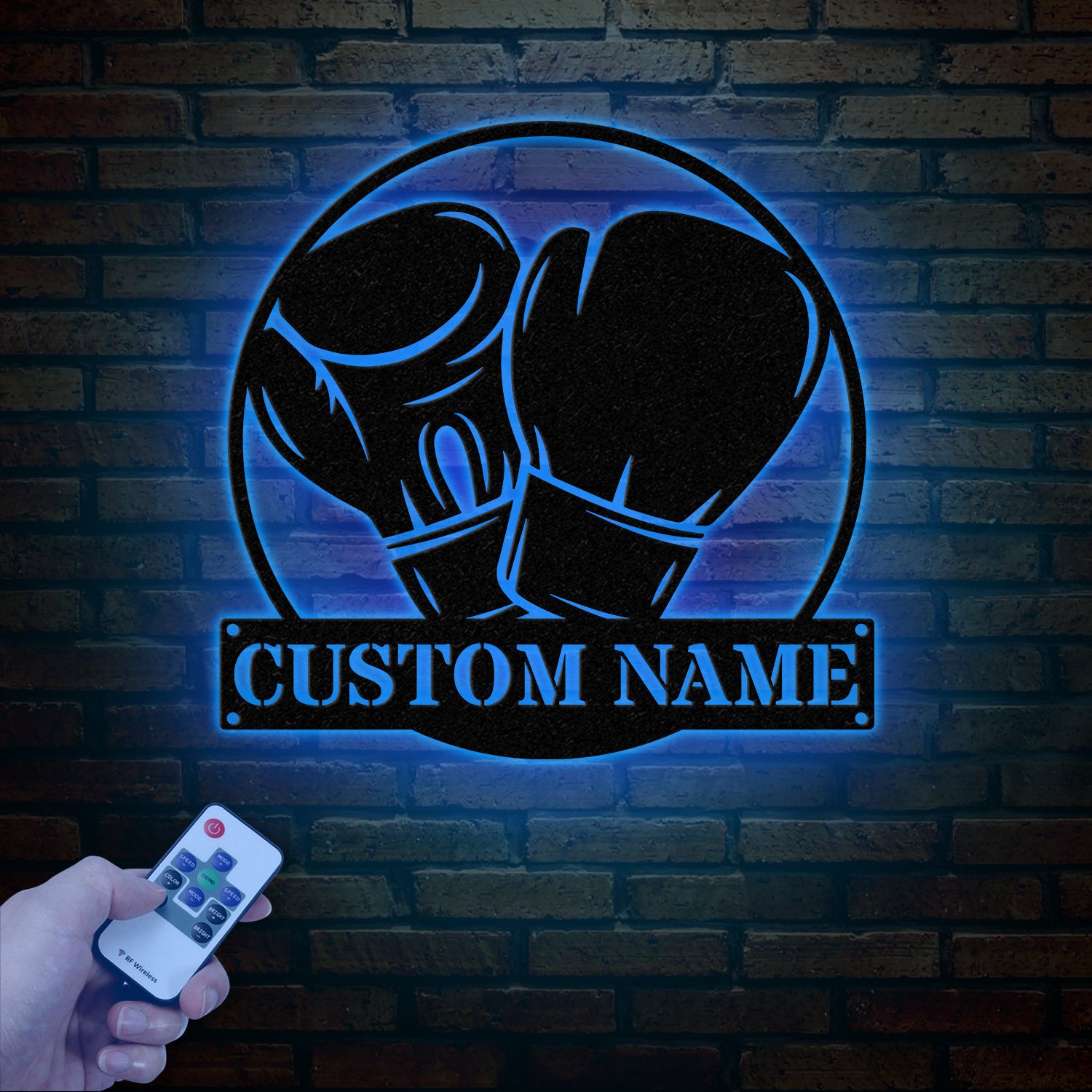 Custom Boxing Gloves Metal Wall Art with LED Light, Personalized Boxer Name Sign, Gym Room Decor, Man Cave Gift, Christmas Birthday Present