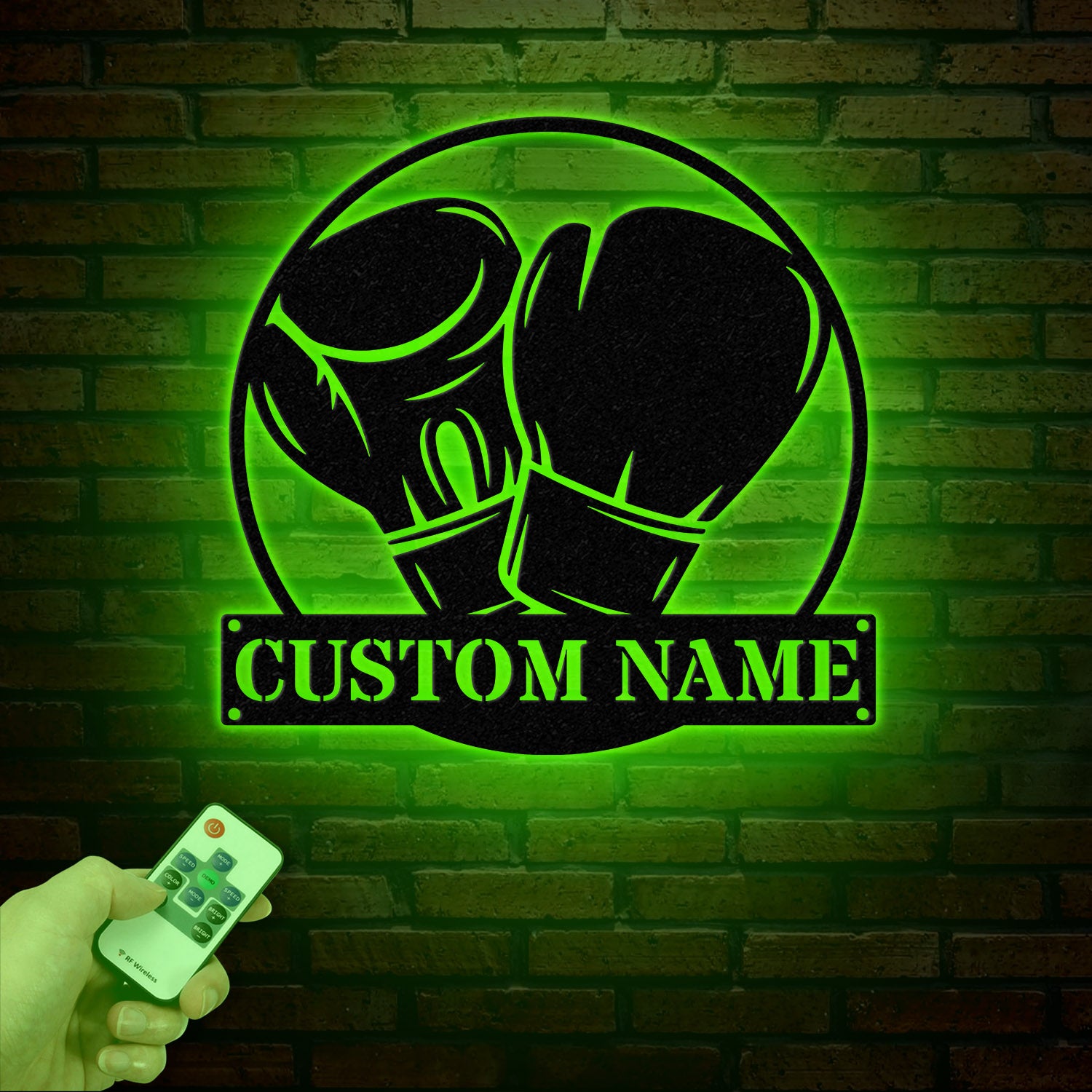 Custom Boxing Gloves Metal Wall Art with LED Light, Personalized Boxer Name Sign, Gym Room Decor, Man Cave Gift, Christmas Birthday Present