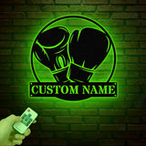 Custom Boxing Gloves Metal Wall Art with LED Light, Personalized Boxer Name Sign, Gym Room Decor, Man Cave Gift, Christmas Birthday Present