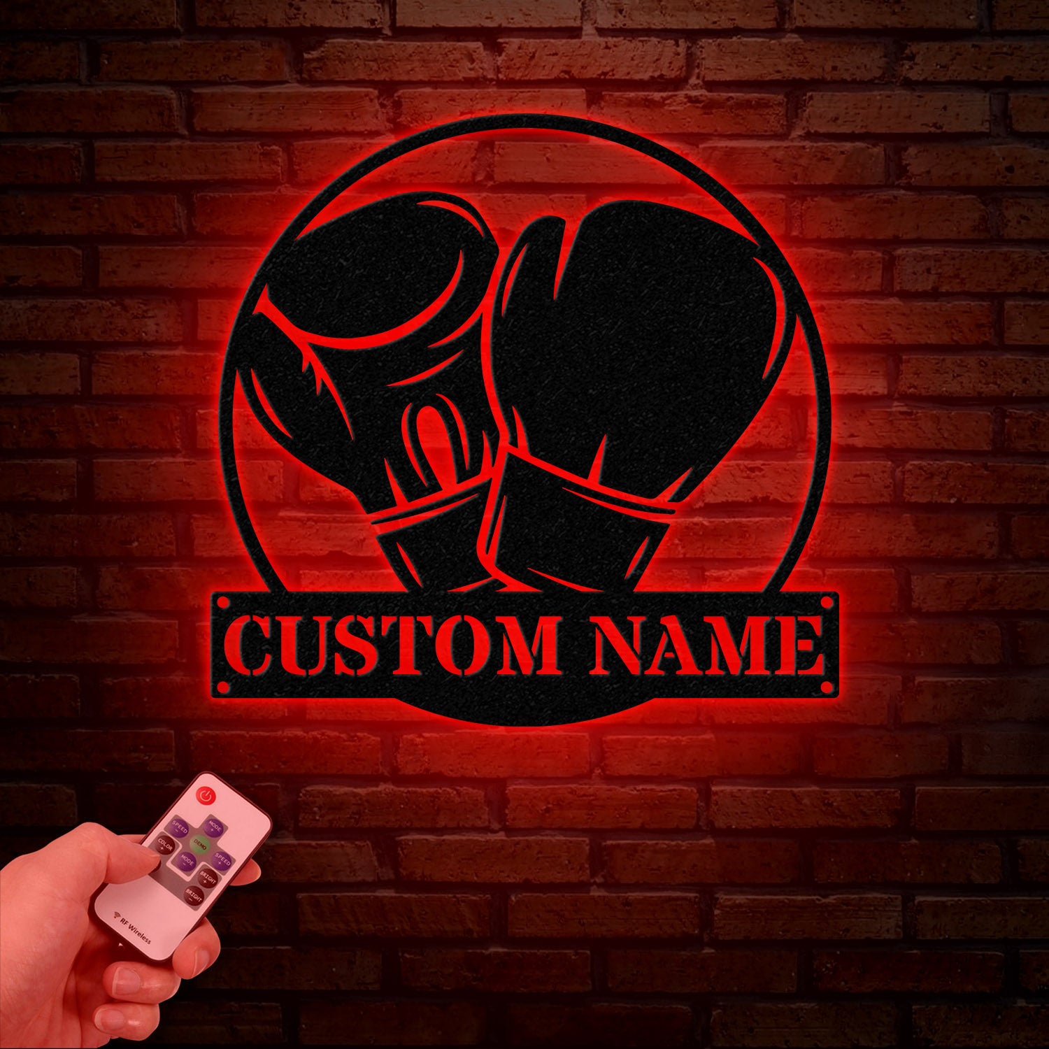 Custom Boxing Gloves Metal Wall Art with LED Light, Personalized Boxer Name Sign, Gym Room Decor, Man Cave Gift, Christmas Birthday Present