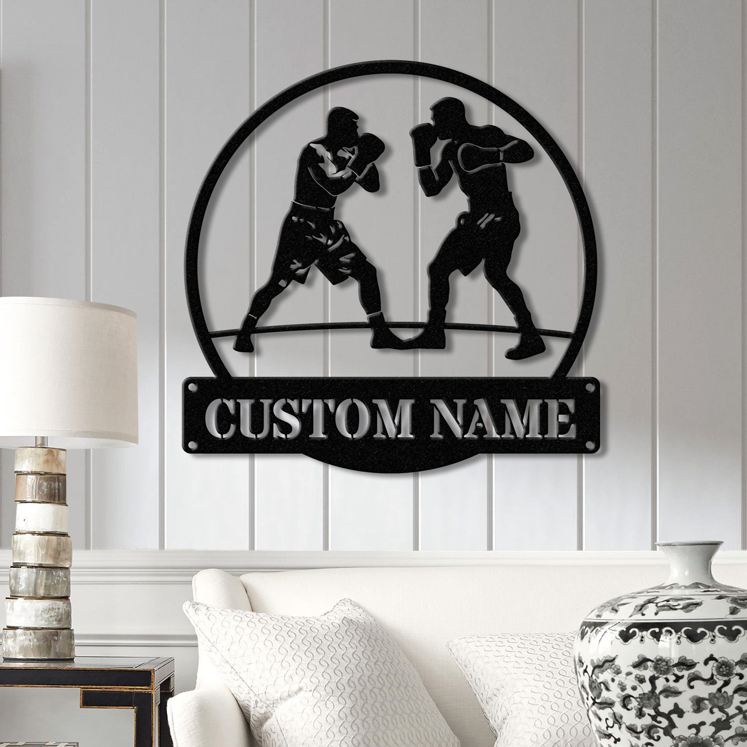 Custom Boxing Gloves Metal Wall Art with LED Light, Personalized Boxer Name Sign, Gym Room Decor, Man Cave Gift, Christmas Birthday Present