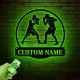 Custom Boxing Gloves Metal Wall Art with LED Light, Personalized Boxer Name Sign, Gym Room Decor, Man Cave Gift, Christmas Birthday Present