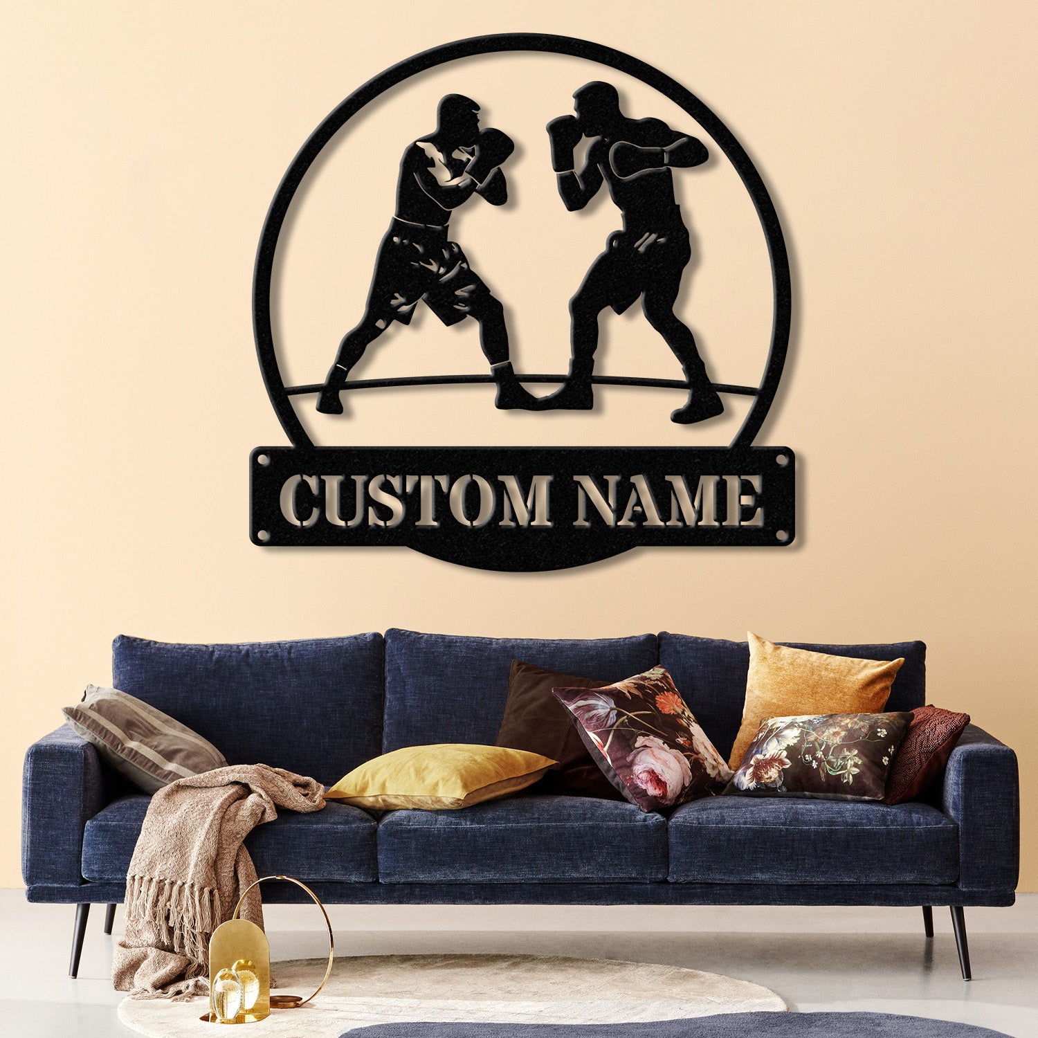 Custom Boxing Gloves Metal Wall Art with LED Light, Personalized Boxer Name Sign, Gym Room Decor, Man Cave Gift, Christmas Birthday Present