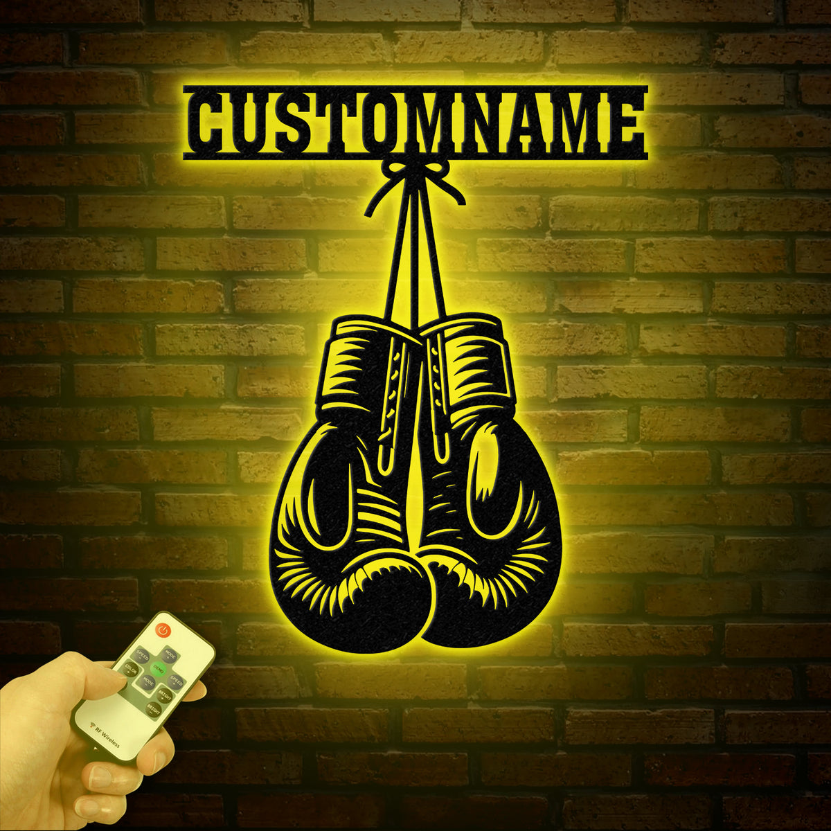 Custom Boxing Gloves Metal Wall Art with LED Light, Personalized Boxer Name Sign, Gym Room Decor, Man Cave Gift, Christmas Birthday Present