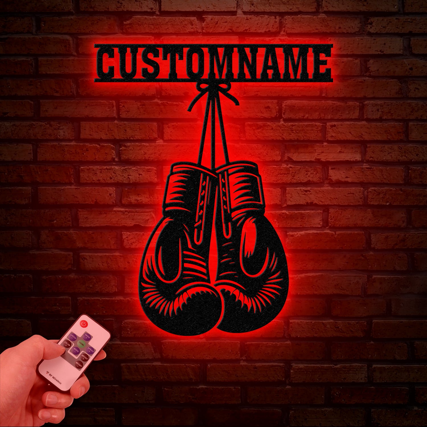 Custom Boxing Gloves Metal Wall Art with LED Light, Personalized Boxer Name Sign, Gym Room Decor, Man Cave Gift, Christmas Birthday Present