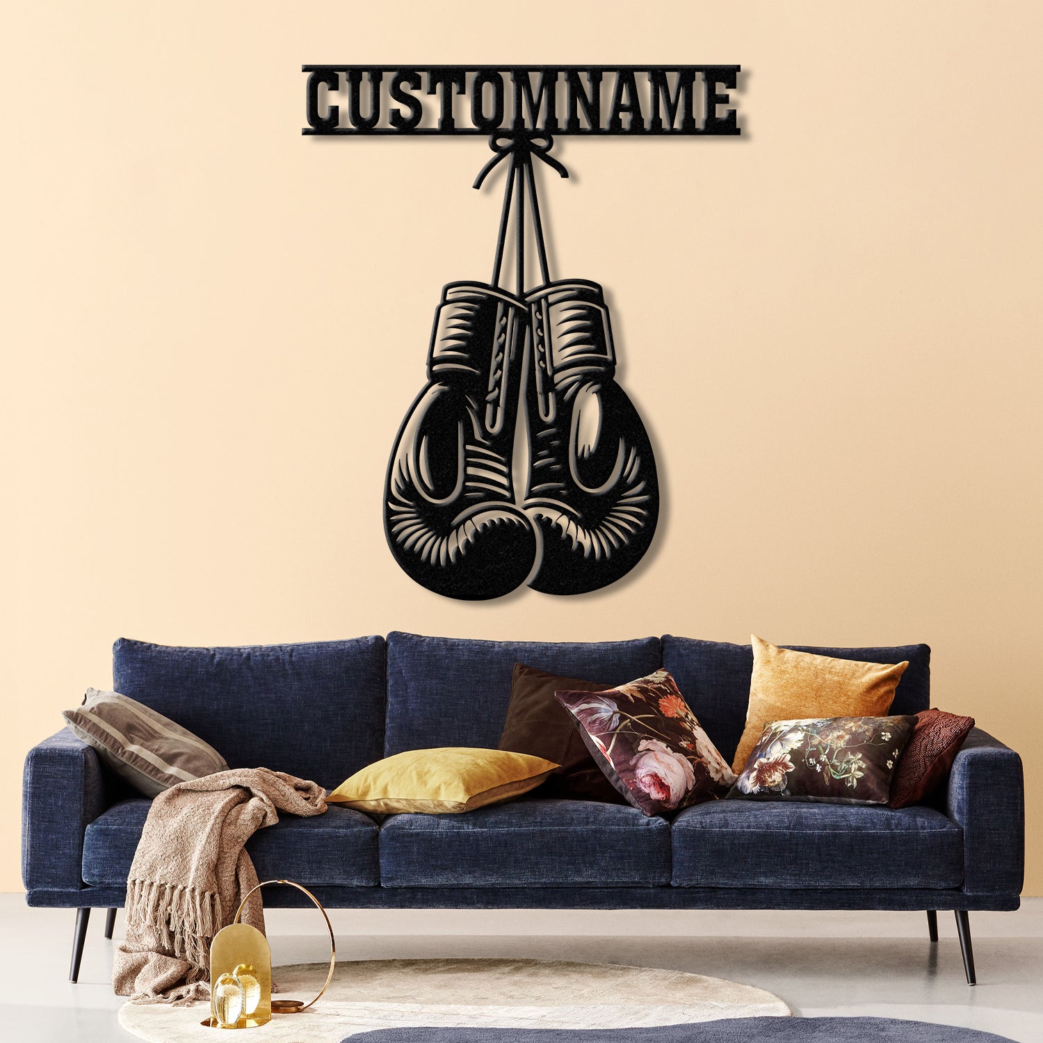 Custom Boxing Gloves Metal Wall Art with LED Light, Personalized Boxer Name Sign, Gym Room Decor, Man Cave Gift, Christmas Birthday Present
