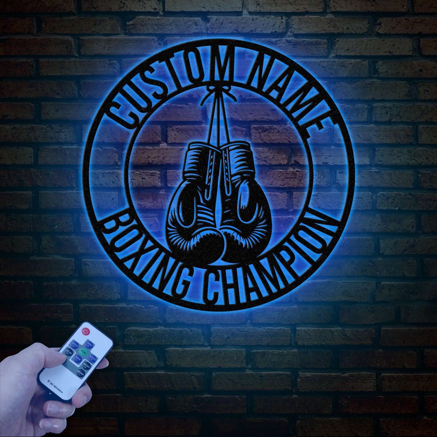 Custom Boxing Gloves Metal Wall Art with LED Light, Personalized Boxer Name Sign, Gym Room Decor, Man Cave Gift, Christmas Birthday Present