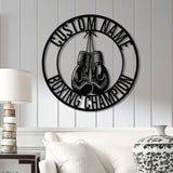 Custom Boxing Gloves Metal Wall Art with LED Light, Personalized Boxer Name Sign, Gym Room Decor, Man Cave Gift, Christmas Birthday Present