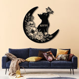 Cat and Moon Metal Wall Art with LED Light, Cat Lover Wall Decor, Cat on Moon Metal Sign, Animal Decor, Housewarming & Christmas Gift
