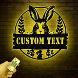 Custom Rabbit Metal Sign with Led Lights, Rabbit Lovers Gift, Farm Animals Wall Decor, Wall Hanging Metal Rabbit Sign, Gift For Farmer