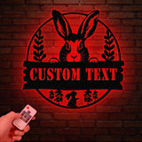 Custom Rabbit Metal Sign with Led Lights, Rabbit Lovers Gift, Farm Animals Wall Decor, Wall Hanging Metal Rabbit Sign, Gift For Farmer
