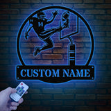 Custom American Football Metal Sign with LED, Personalized Football Name Sign, Football Coach Gift, Boys Room Decor, Sports Wall Art