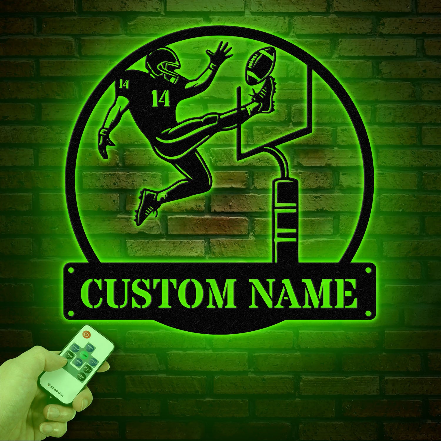 Custom American Football Metal Sign with LED, Personalized Football Name Sign, Football Coach Gift, Boys Room Decor, Sports Wall Art