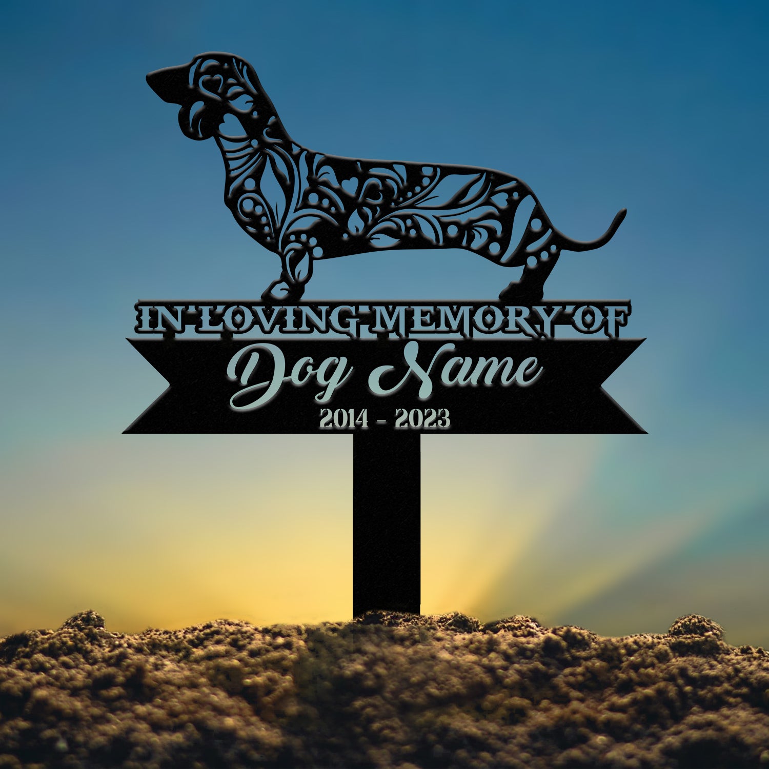 Personalized Dachshund Mandala Garden Stake, Zentangle Yard Art, Dog Memorial Sign, Outdoor Decor, Pet Loss Sympathy Gift