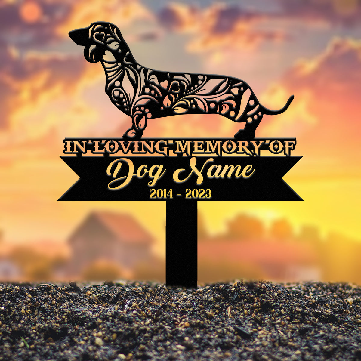 Personalized Dachshund Mandala Garden Stake, Zentangle Yard Art, Dog Memorial Sign, Outdoor Decor, Pet Loss Sympathy Gift