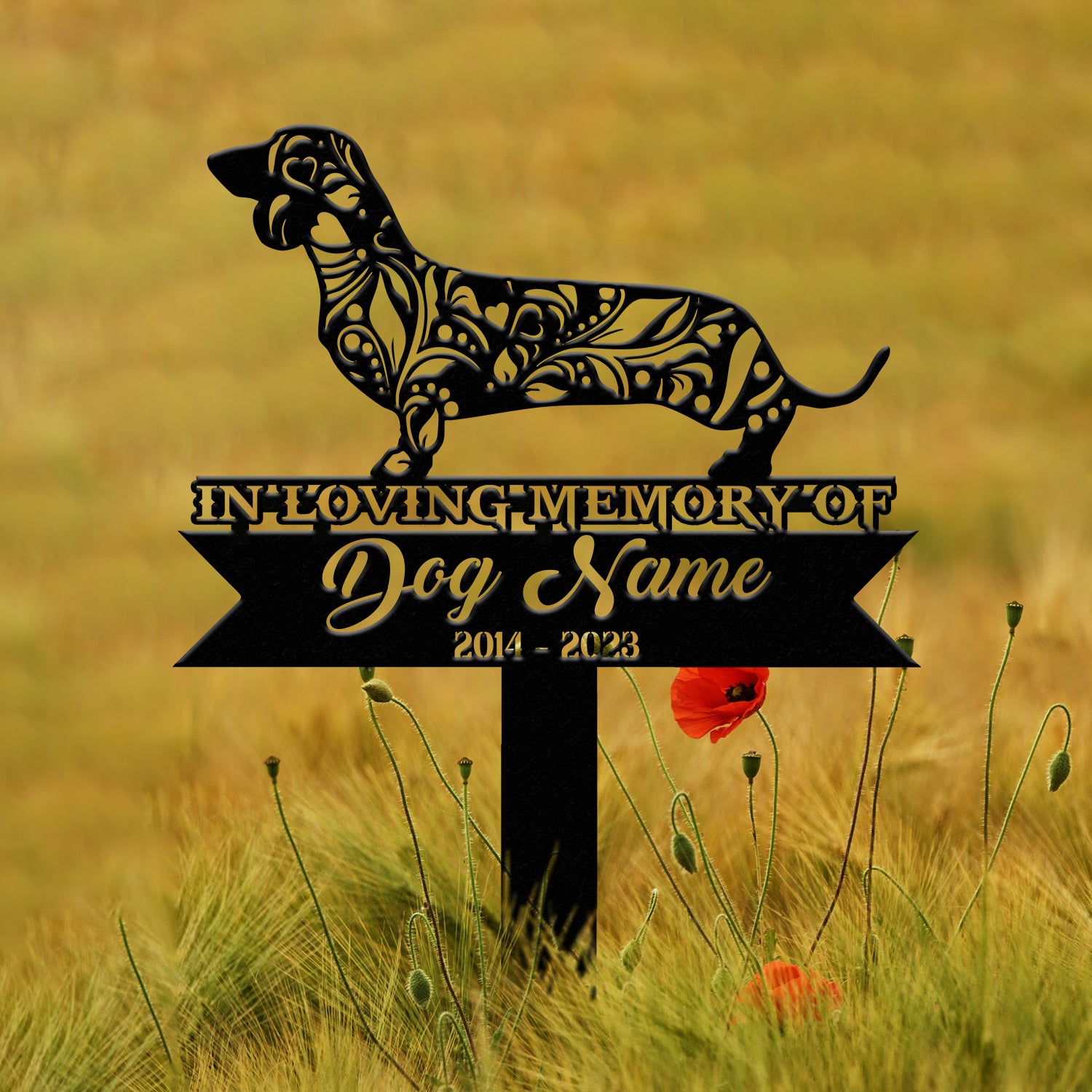 Personalized Dachshund Mandala Garden Stake, Zentangle Yard Art, Dog Memorial Sign, Outdoor Decor, Pet Loss Sympathy Gift