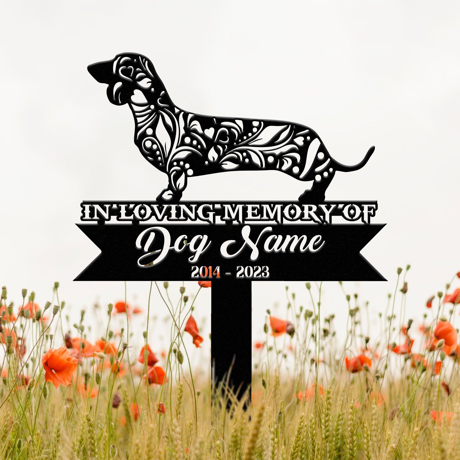 Personalized Dachshund Mandala Garden Stake, Zentangle Yard Art, Dog Memorial Sign, Outdoor Decor, Pet Loss Sympathy Gift