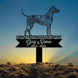 Great Dane Mandala Garden Stake Metal, Zentangle Dog Yard Art, Pet Loss Memorial, Custom Great Dane Grave Marker, Dog Sympathy Gifts