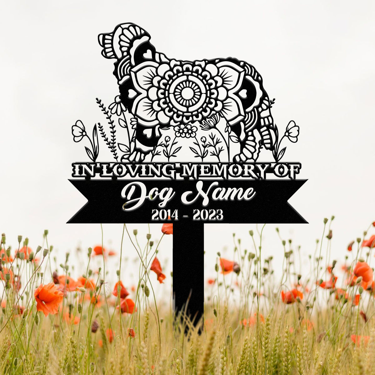 Personalized Bernese Mountain Mandala Garden Stake, Zentangle Yard Art, Dog Memorial Sign, Outdoor Decor, Pet Loss Sympathy Gift