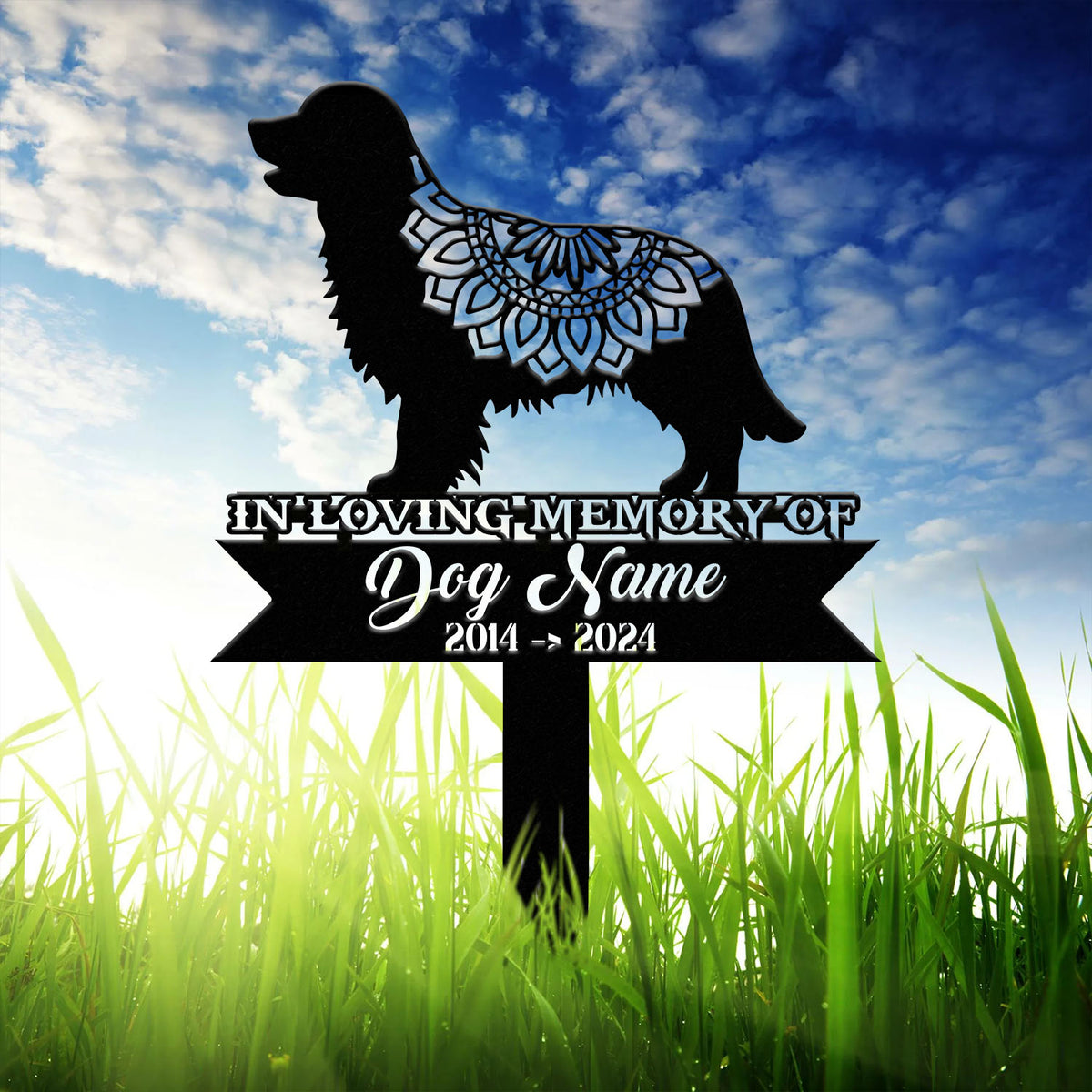 Personalized Golden Retriever Mandala Garden Stake, Zentangle Yard Art, Dog Memorial Sign, Outdoor Decor, Pet Loss Sympathy Gift