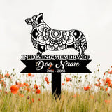 Personalized Corgi Mandala Garden Stake, Zentangle Yard Art, Dog Memorial Sign, Outdoor Decor, Pet Loss Sympathy Gift, Corgi Memorial Sign