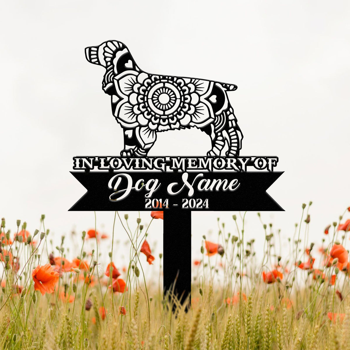 Personalized Cocker Spaniel Mandala Garden Stake, Zentangle Yard Art, Dog Memorial Sign, Outdoor Decor, Pet Loss Sympathy Gift