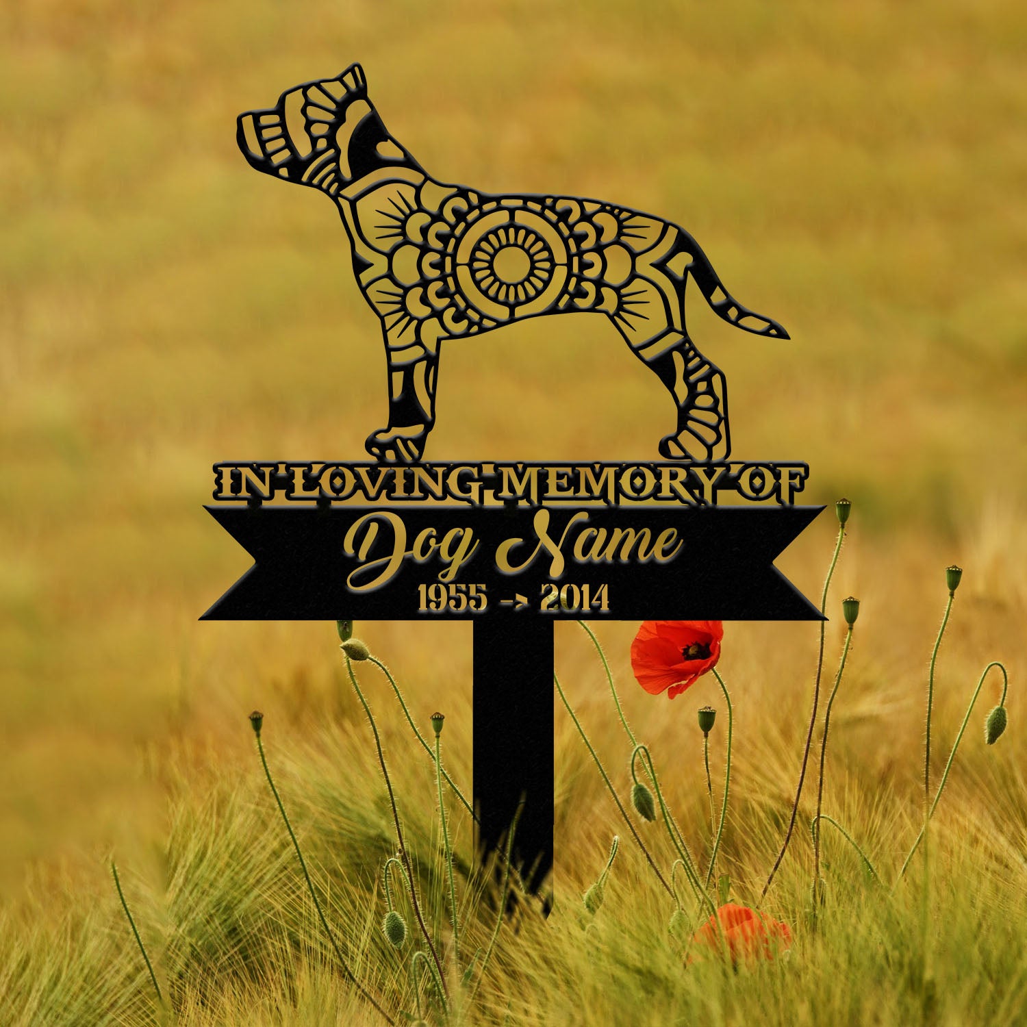 Personalized Staffordshire Terrier Mandala Garden Stake, Zentangle Yard Art, Dog Memorial Sign, Outdoor Decor, Pet Loss Sympathy Gift