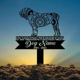 Personalized Bull Dog Mandala Garden Stake, Zentangle Yard Art, Dog Memorial Sign, Outdoor Decor, Pet Loss Sympathy Gift, Bull Dog Memorial