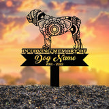 Personalized Bull Dog Mandala Garden Stake, Zentangle Yard Art, Dog Memorial Sign, Outdoor Decor, Pet Loss Sympathy Gift, Bull Dog Memorial