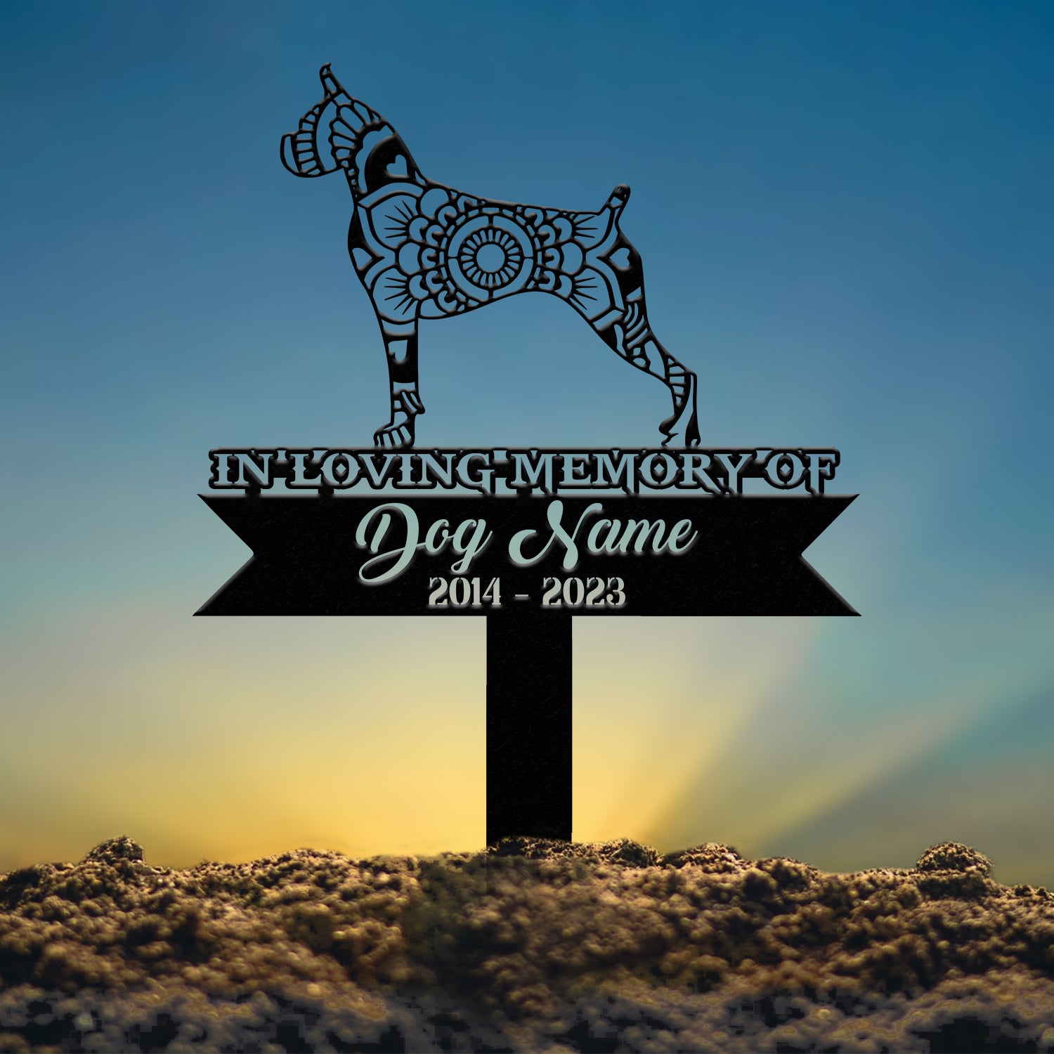 Custom Boxers Dog Stake, Mandala Yard Art, Dog Garden Sign, Pet Grave Marker, Boxers Lover Gift, Sympathy Sign, Pet Loss Memorial Decor